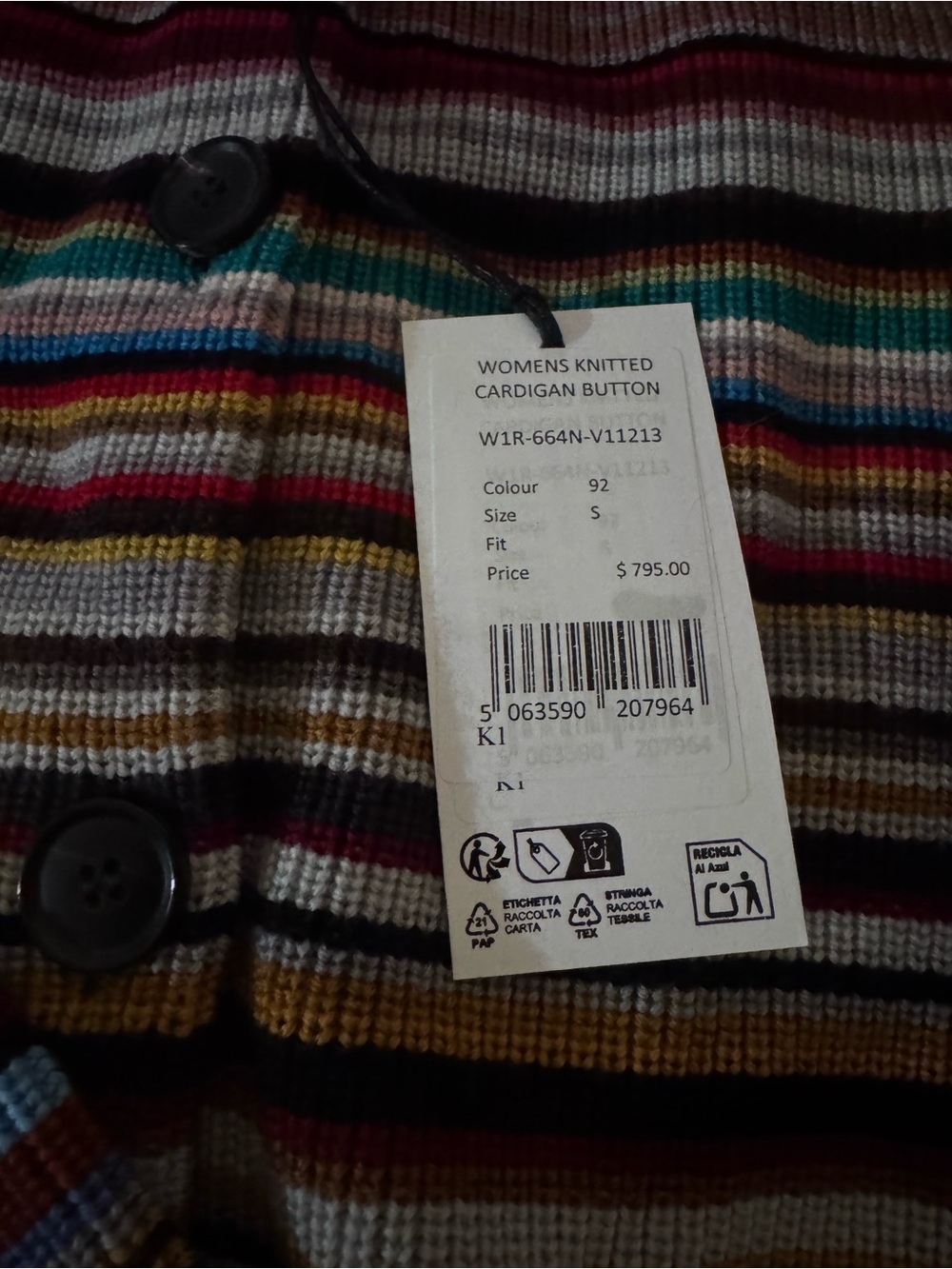 Brand new paul Smith Multicolor Striped Cardigan - Picture 2 of 3